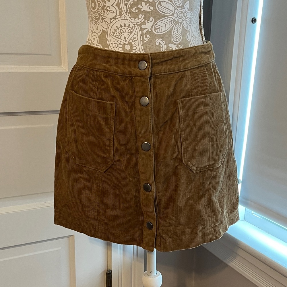 Size M Cotton Candy Corduroy Mini Skirt Brown Tan
